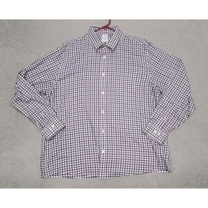 Brooks Brothers Shirt Mens XL Multicolor Gingham Pinpoint Oxford Non-Iron Supima